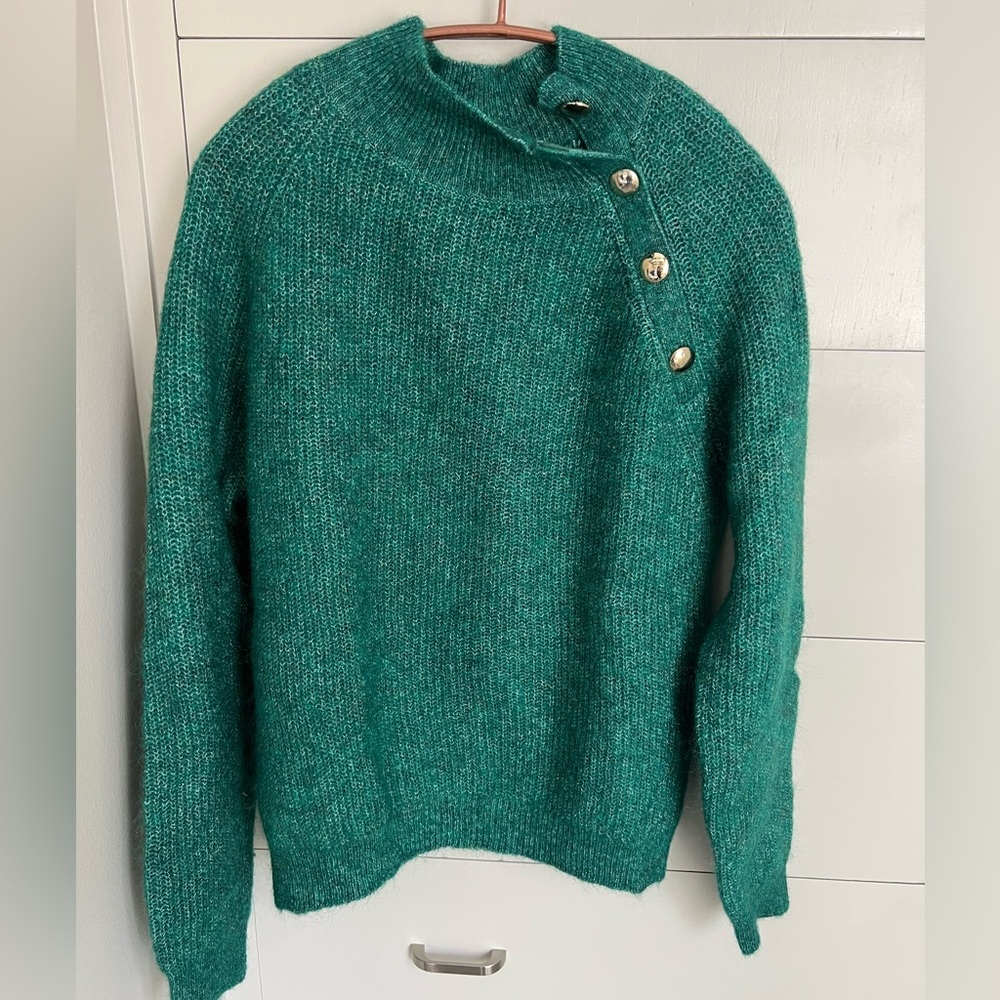 SÉZANE Green Button-Detail Women's Sweater, Size XS